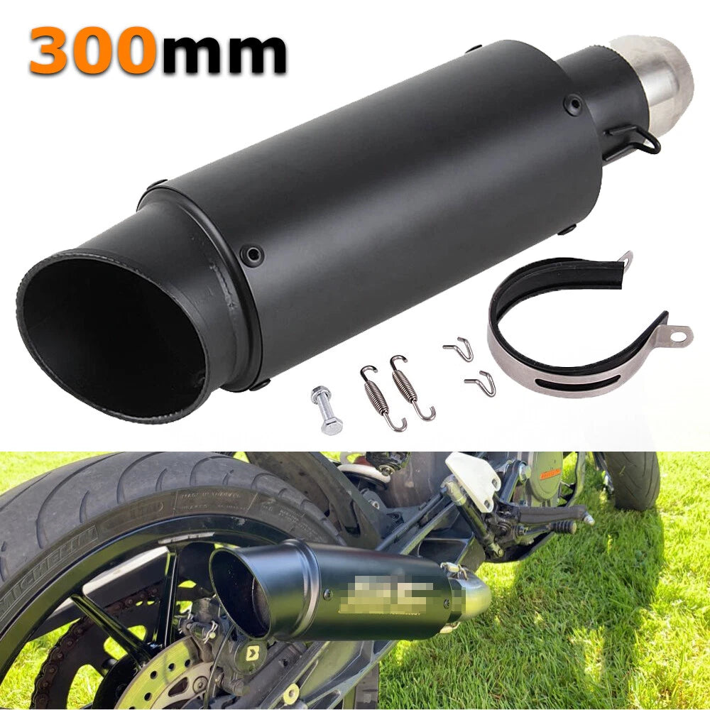 38-51mm Universal Motorcycle ATV Slip-on Exhaust Tip Muffler Pipe Aluminum Black