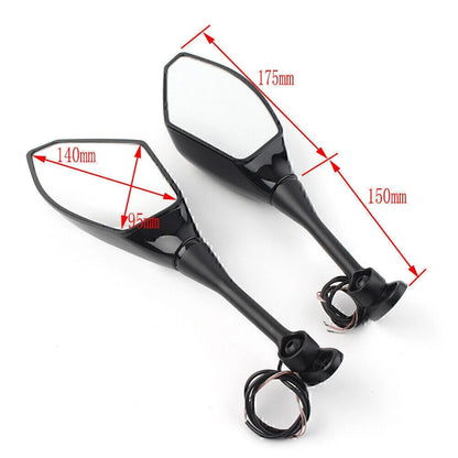 Pair Amber LED Turn Signal Rearview Side Mirror For Honda CBR600RR CBR1000RR