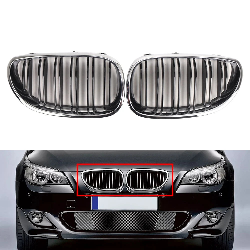 Front Bumper Hood Kidney Grille For BMW 5-Series E60 Sedan E61 Touring 2003-2010