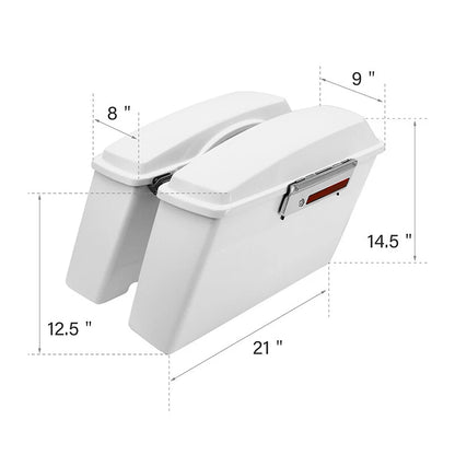 White Hard Saddlebags & Conversion Bracket Fit For Harley Softail Springer 84-17