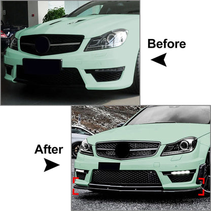 Carbon Look Front Bumper Spoiler Lip For Benz C Class W204 C63 Sedan 11-14