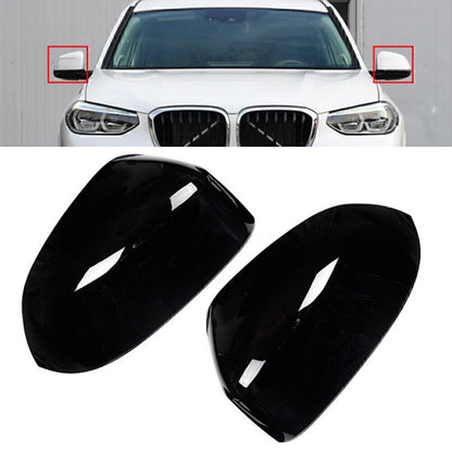 Fit BMW X3 X4 G01 G02 2018-2022 Rearview Rear View Mirror Cap Cover Gloss Black