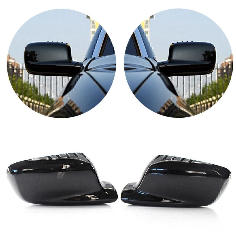 Pair Door Wing Side Mirror Cover Cap For BMW E46 E65 E66 330Ci 745i 750i 750Li