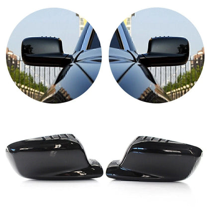 Pair Door Wing Side Mirror Cover Cap For BMW E46 E65 E66 330Ci 745i 750i 750Li