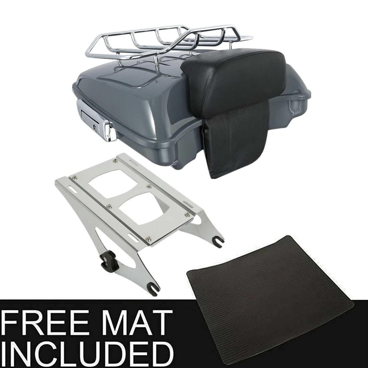 Razor Trunk Backrest Pad Mount Rack Fit For Harley Touring 14-Up 23 Gunship Gray