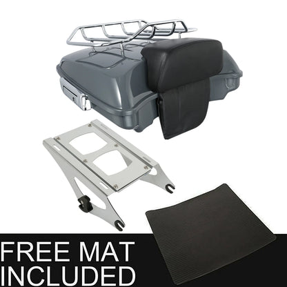 Razor Trunk Backrest Pad Mount Rack Fit For Harley Touring 14-Up 23 Gunship Gray