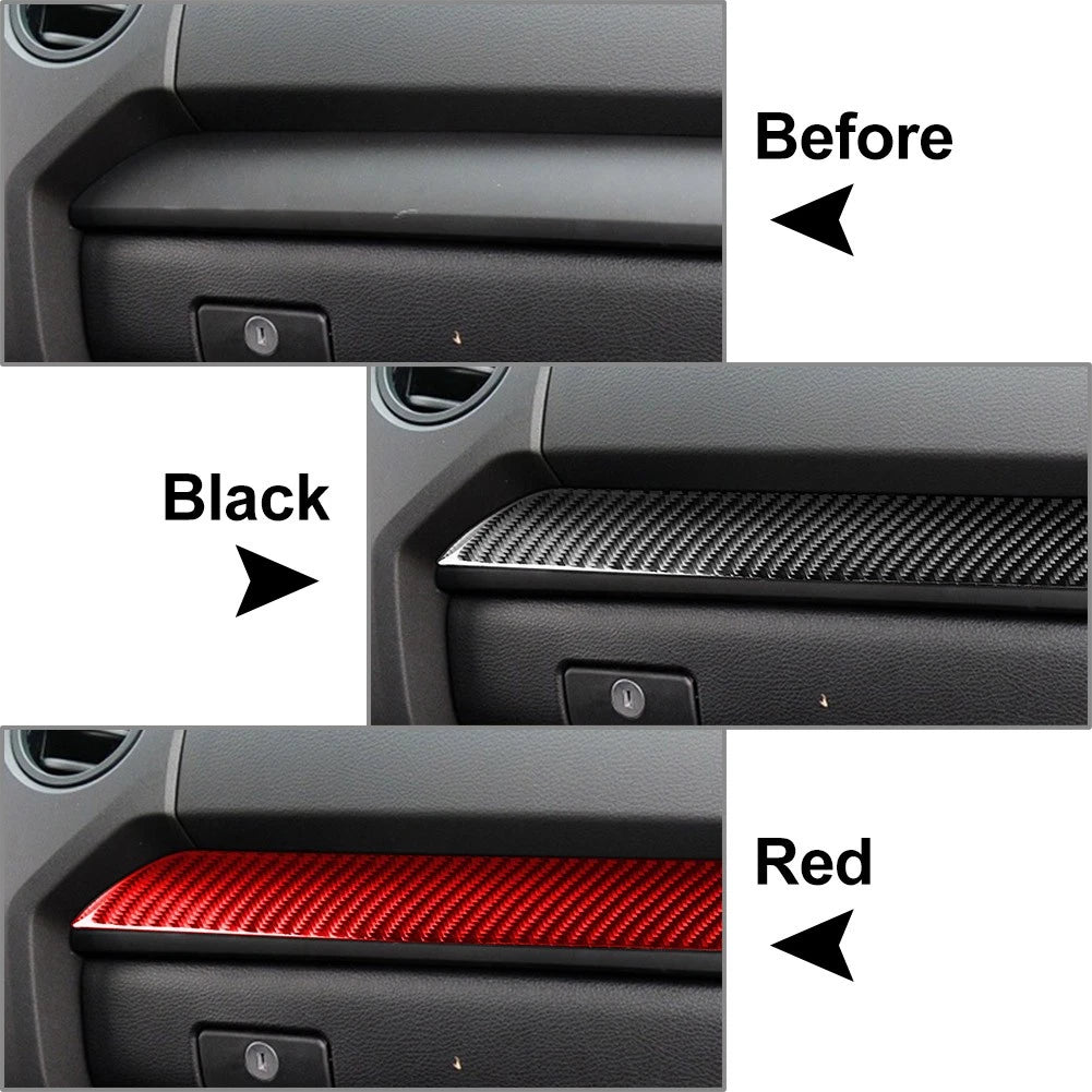 Carbon Fiber Red Dashboard Panel Cover Trim For Toyota Tundra 2014-2021 LHD 3PCS