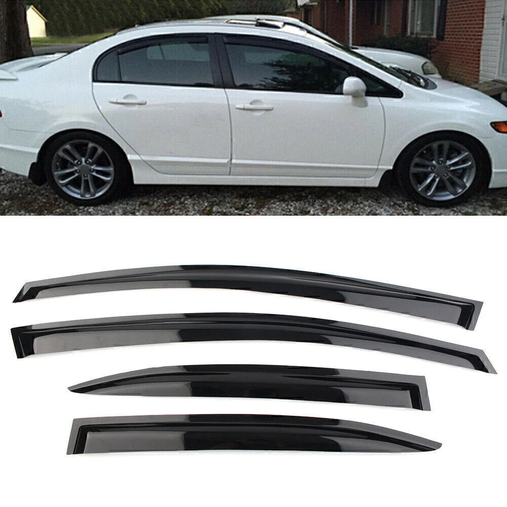 Sun Visor Window Rain Guards Vent Shade For 2006-11 Honda Civic Sedan Smoke US