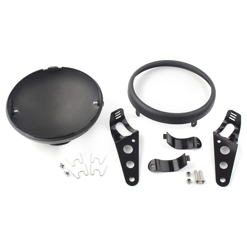 Motorcycle Matte Black Headlight 7-Inch Retro  LED Headlight Shell For Harley