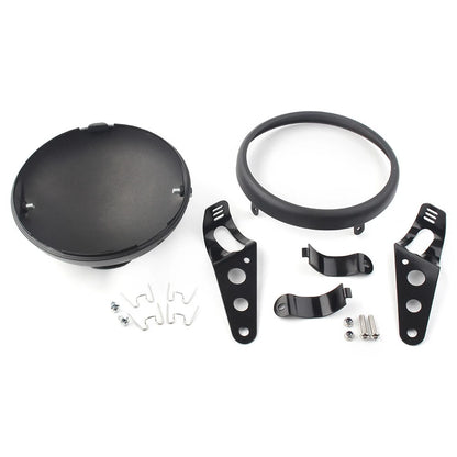 Motorcycle Matte Black Headlight 7-Inch Retro  LED Headlight Shell For Harley