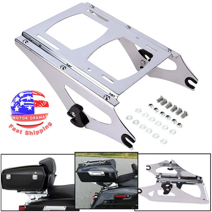 Chrome 2-Up Tour Pack Pak Mounting Bracket Rack for Harley 2009-13 Electra Glide