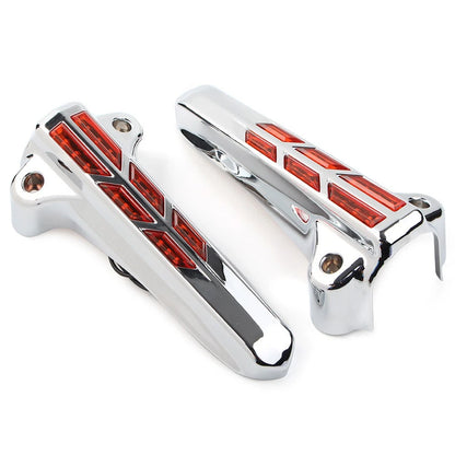 Front Lower Fork Leg Covers LED Light for Harley FLHR FLHTK FLHX Chrome-Orange