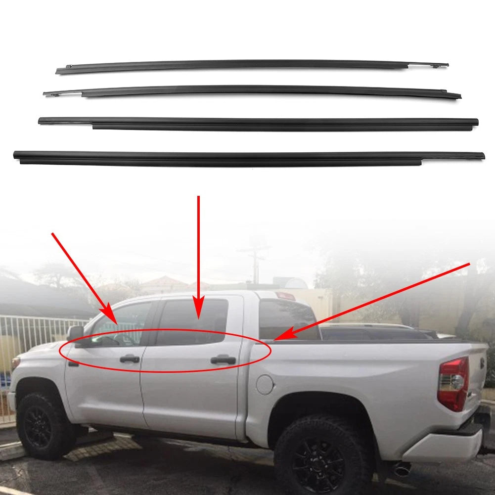 Window Moulding Weatherstrip Seal Belt fit Toyota Tundra CrewMax 2007-19 Car
