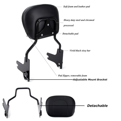 For 97-08 Harley Touring FLT Passenger Backrest Sissy bar & Docking Hardware Kit