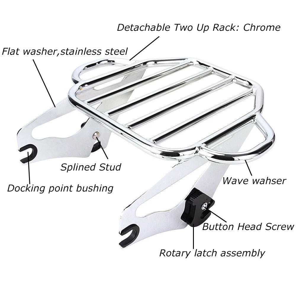 Detachable Two-Up Luggage Rack For Harley Touring Road King Street Glide 09-22