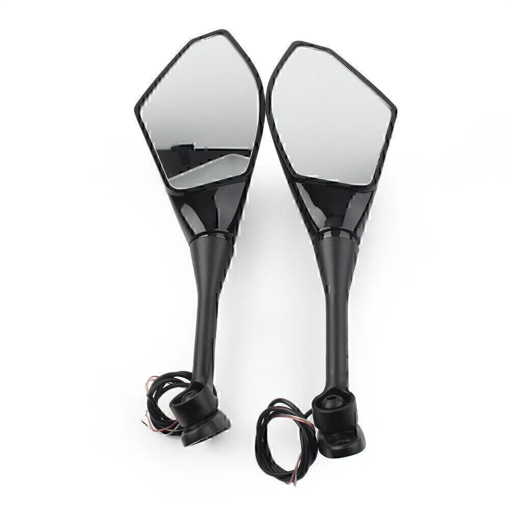 Pair Amber LED Turn Signal Rearview Side Mirror For Honda CBR600RR CBR1000RR