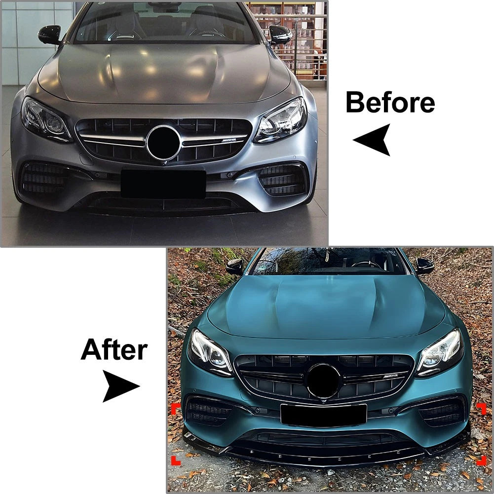 Glossy BLK Front Bumper Lip Splitter For Benz E-Class W213 E63 Sport Model 16-19