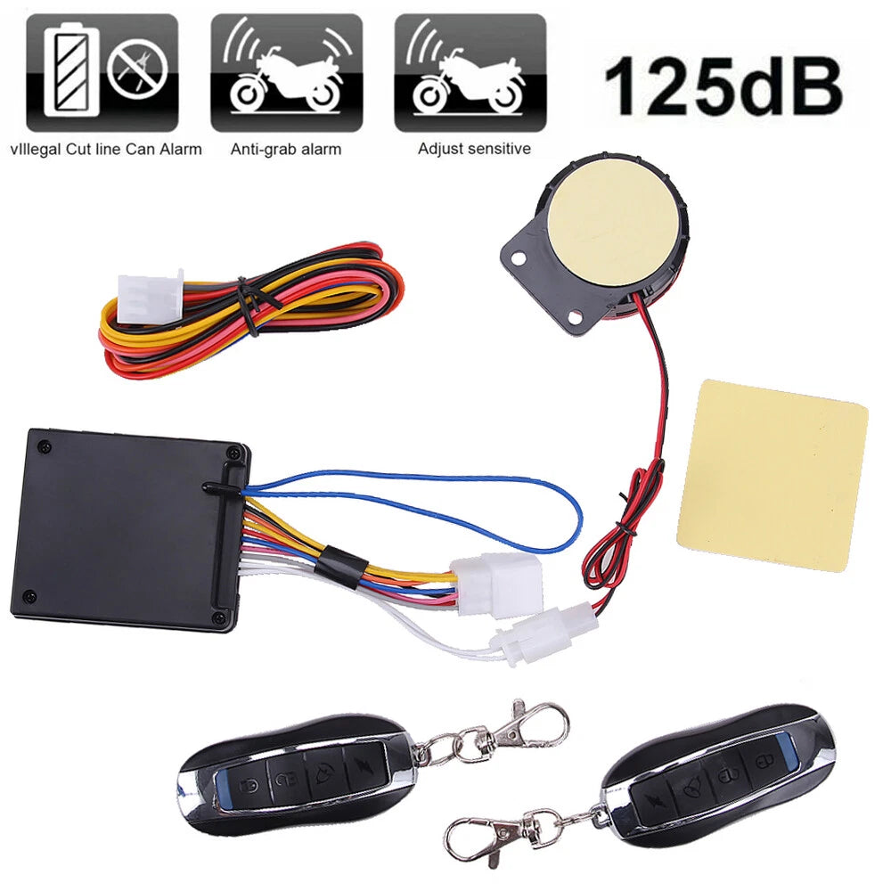 Motorcycle Scooter ATV Security Alarm System Anti-theft Remote Control Start