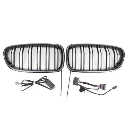 Glossy Black Front Kidney Grille W/ Light Strip For BMW 5 Series F10 F11 2010-16