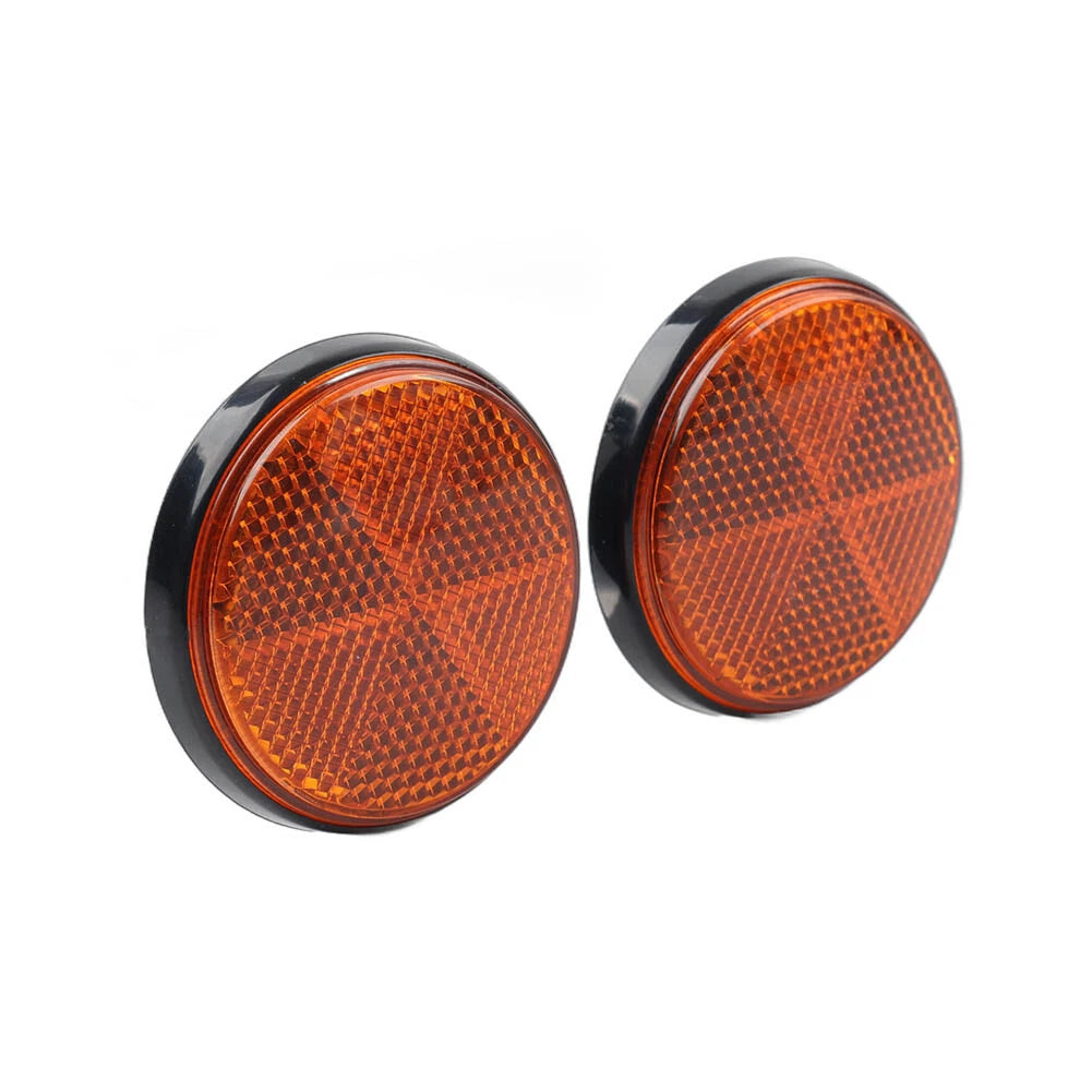 M5 2PCS Round Warning Reflector Side Marker Universal For Motorcycle ATV Yellow