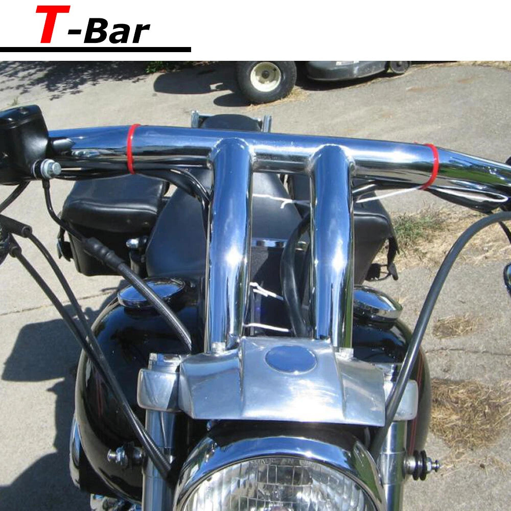 Chrome 8" Rise Drag Fat T-Bar 1-1/4" Handlebar For Harley Dyna Wide Glide Custom