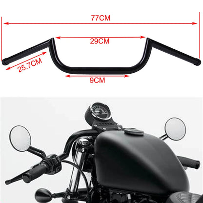 7/8" Club man Handlebar Cafe Racer Custom For Harley Sportster Honda Gloss Black