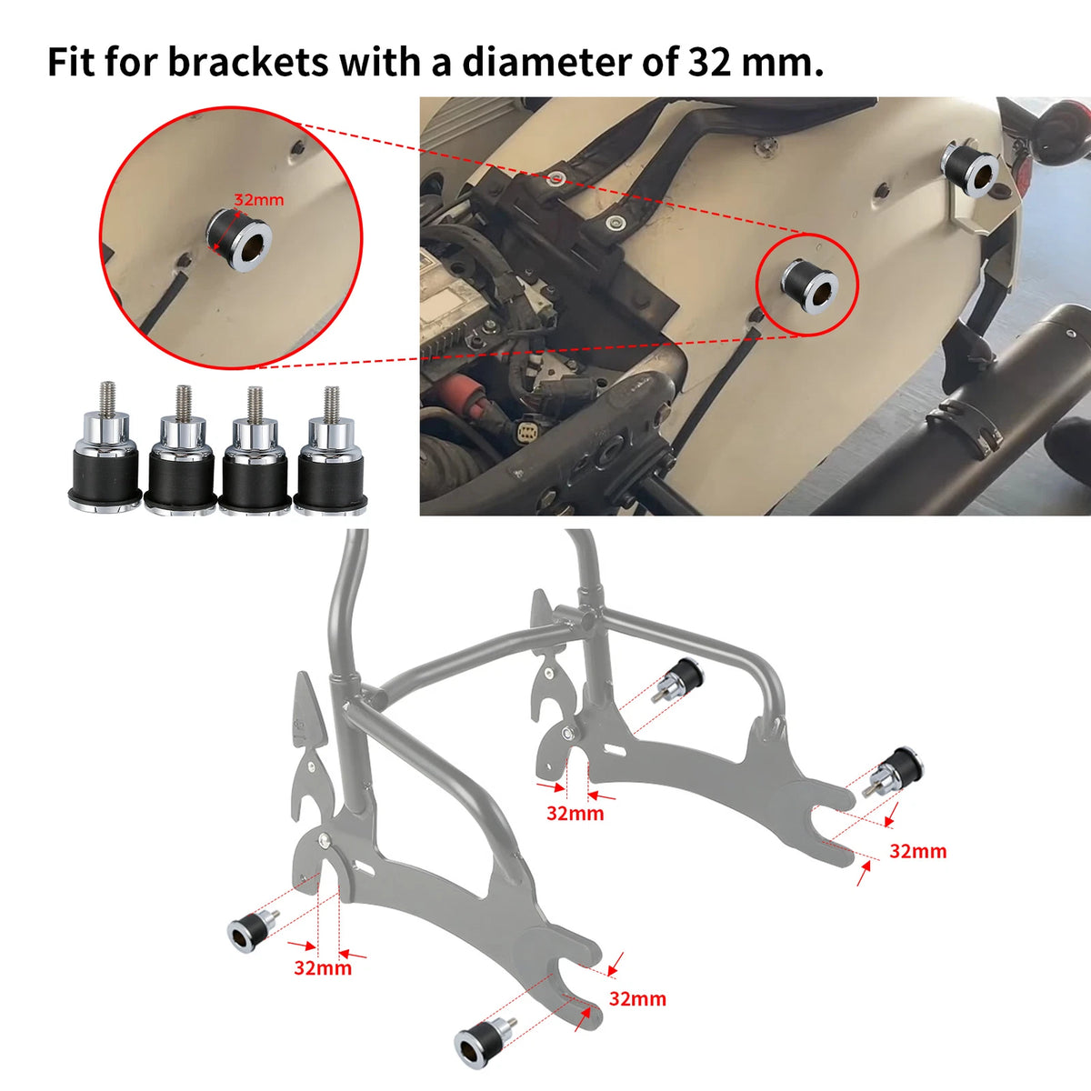 Backrest Spool Mounting Kit &Quick Release For Indian 16-24 Chieftain Dark Horse