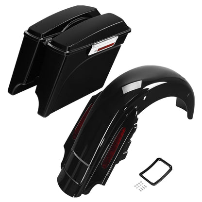 Stretched Hard Saddlebags LED Rear Fender System For Harley Electra Glide 93-08