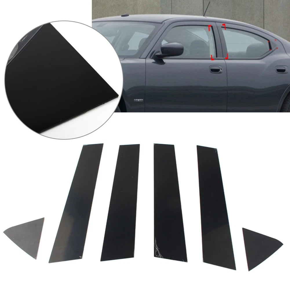 6 Pcs Car Window Pillar Posts Door Trim Bright Black For Dodge Charger 2006-2010