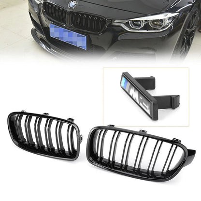 Double Line Front Hood Bumper Kidney Grille Grill For BMW 3 Series F30 F31 13-19