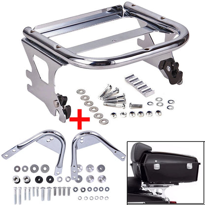 For 97-08 Harley Detachable Two-Up Tour Pack Mount Luggage Rack+Docking Hardware