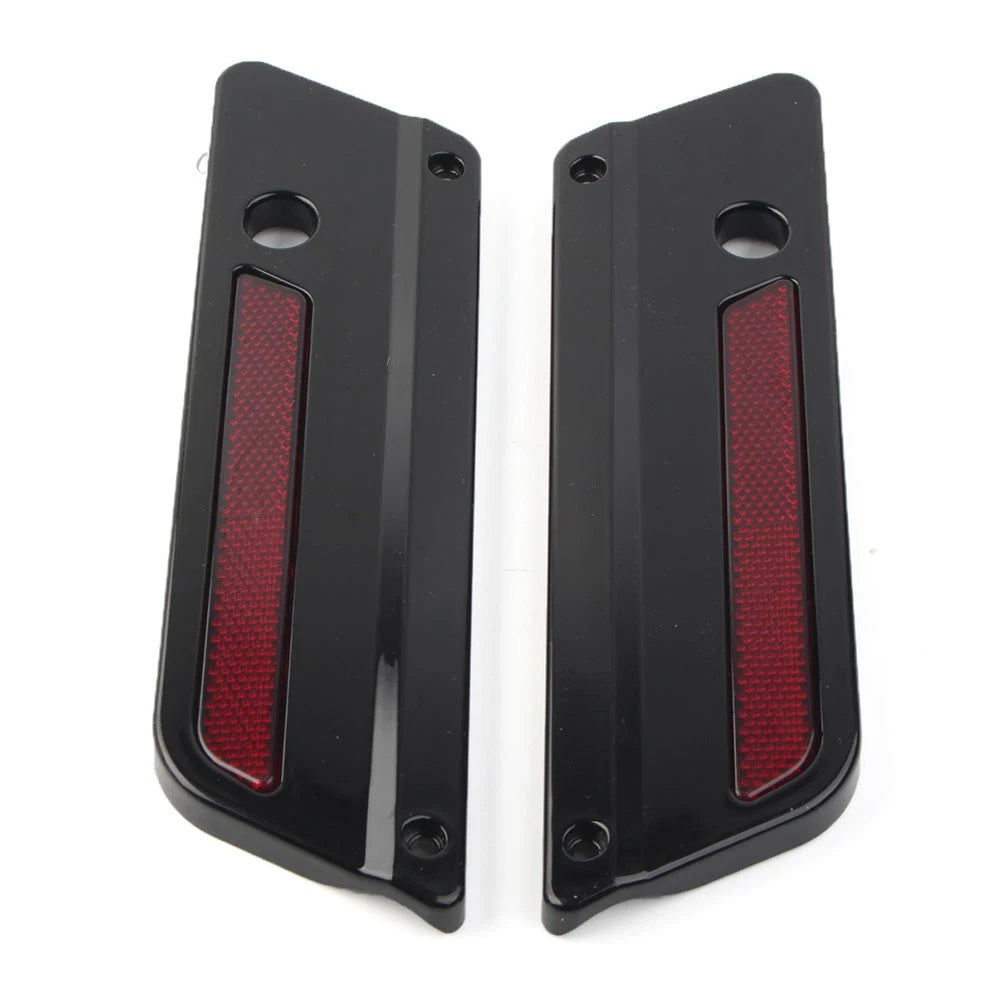 Saddlebag Latch Plate Cover With Red Reflectors For Harley Touring 1993-2013