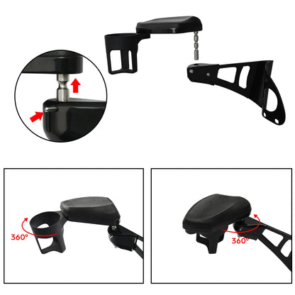 Black Rear Passenger Arm Rests W/ Drink Holder Fit For Harley Street Glide 14-Up