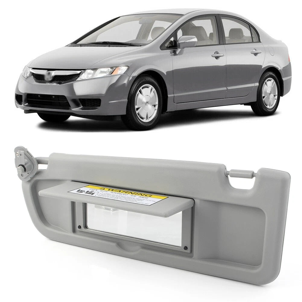 Left Side Sun Visor For Honda Civic EX LX Sedan SI Coupe 2006-2011 Gray Mirror