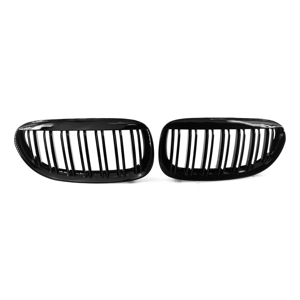 2PCS Front Kidney Bumper Grille For BMW E63 E64 650i M6 2004-2010 Gloss Black US