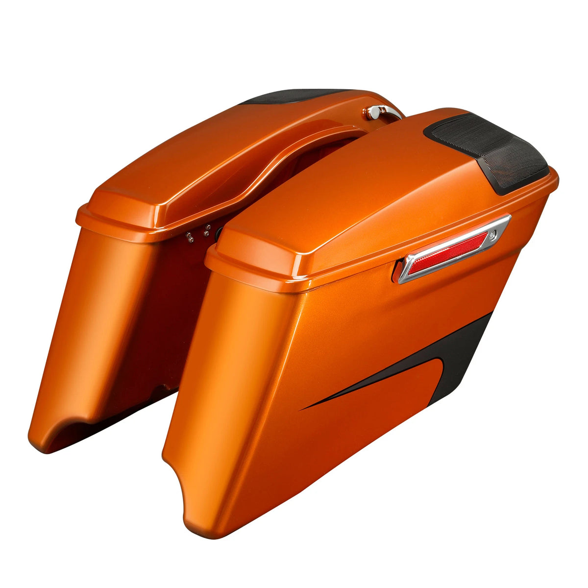 4"Stretched Saddlebags For Harley Street Glide 14-23 Scorched Orange/Black Denim