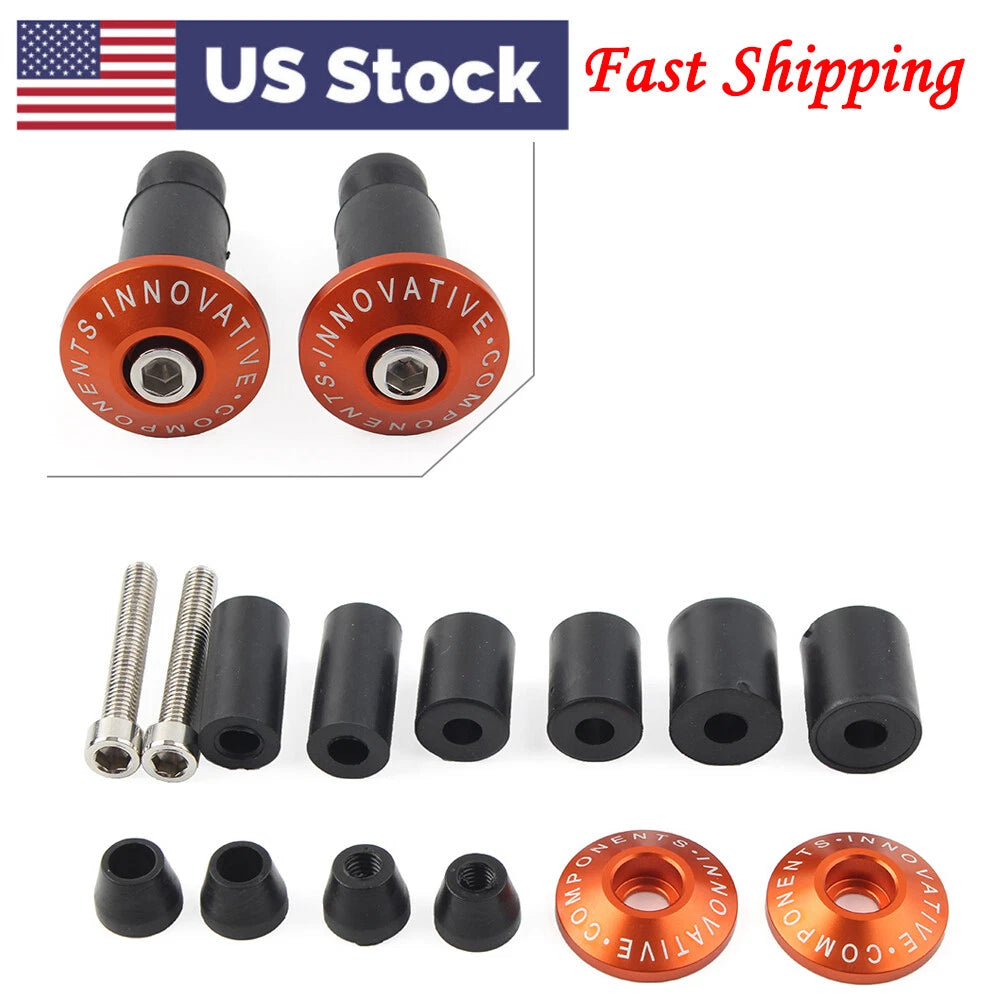 7/8'' Handle Bar End Weight Orange Handlebar Hand Grip Cap Plug For Dirt Bike US