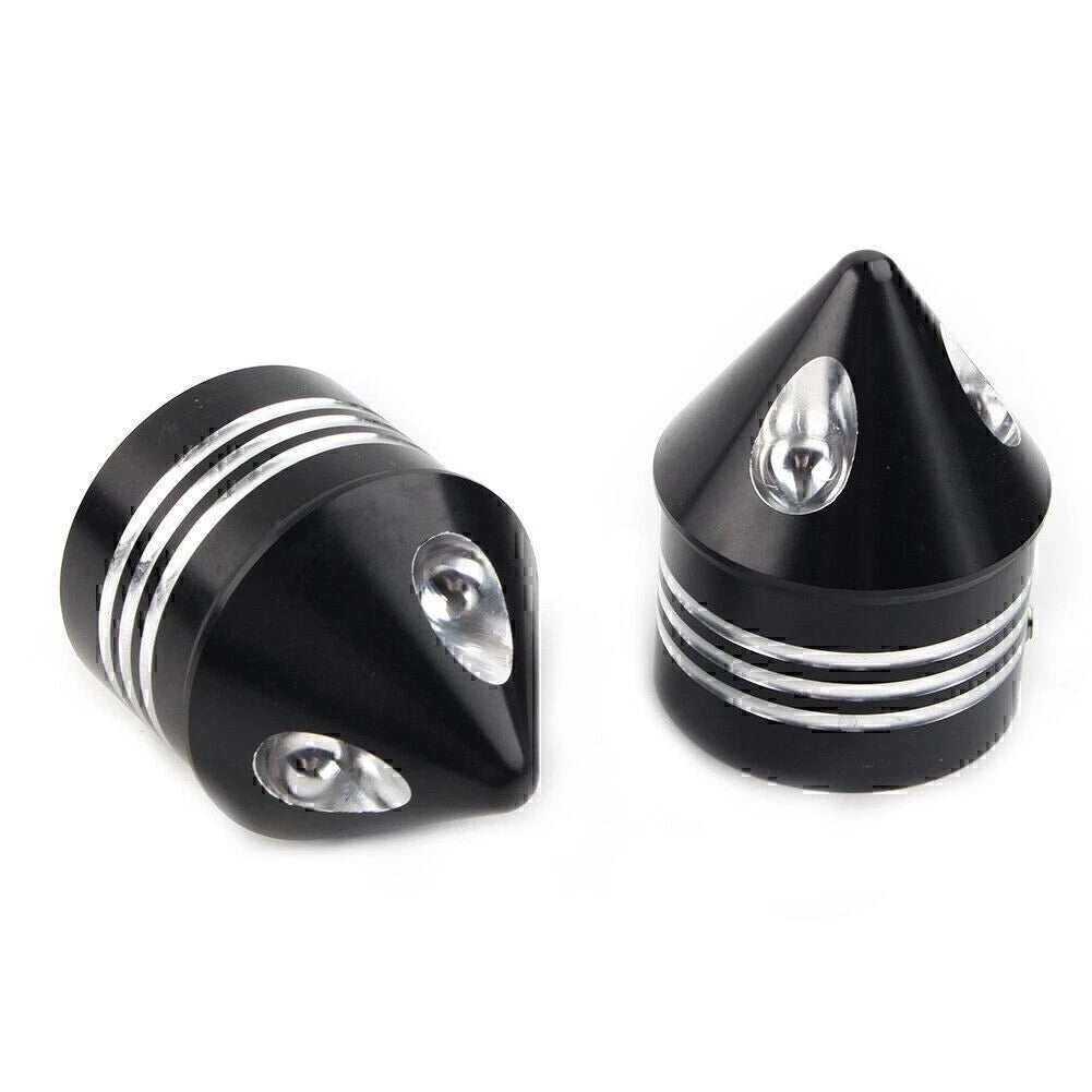 2Pcs Black Front Axle Cap Nut Cover For Harley Electra Glide Sportster FLHX