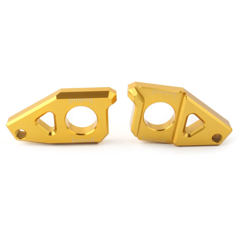 Axle Spindle Chain Adjuster Blocks For Yamaha YZF R1 FZ8 FZ1 TMAX 530 Motor Gold