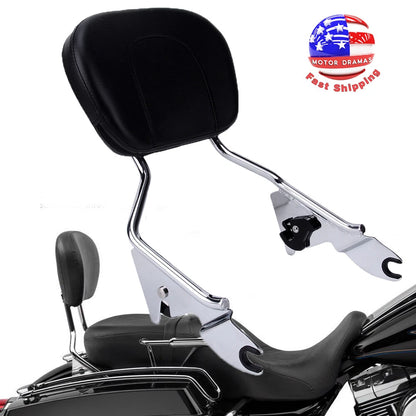 Detachable Backrest Sissy Bar & Pad For Harley 09-2023 Electra Street Road Glide