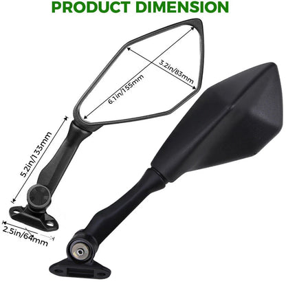 Motorcycle Rear View Mirrors For 2013-2017 Kawasaki Ninja ZX6R ZX636 300R EX 250