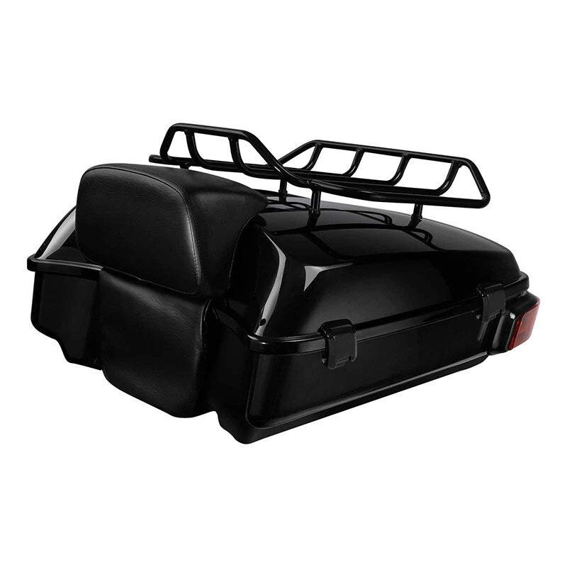 Black Chopped Trunk Pad Rack Tail Light Fit For Harley Touring Road Glide 14-26