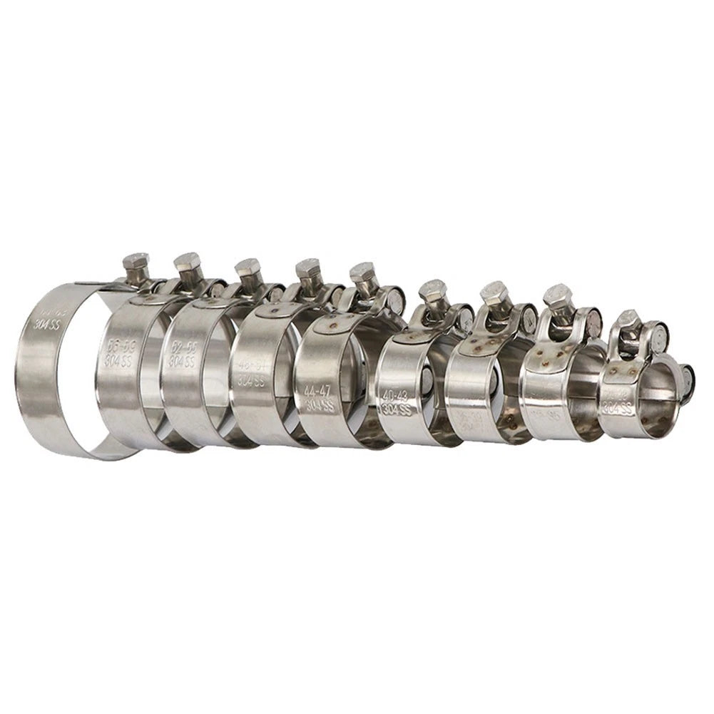 US 1x Motor Exhaust Pipe Clamp 26-63mm Stainless Steel Muffler Fixed Caliper