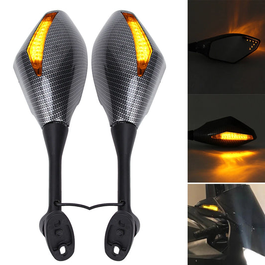 Motorcycle LED Turn Signal Mirrors For 2001-2017 Suzuki GSXR600 GSXR750 GSXR1000