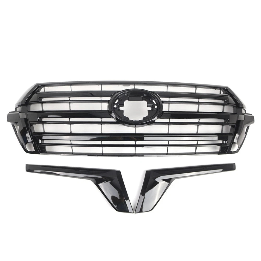 Front Bumper Hood Grille Glossy Black Kit For Toyota Land Cruiser LC200 2016-18