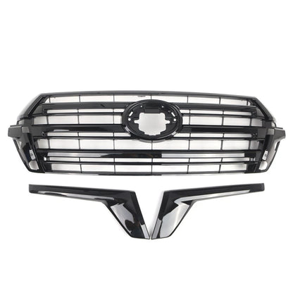 Front Bumper Hood Grille Glossy Black Kit For Toyota Land Cruiser LC200 2016-18
