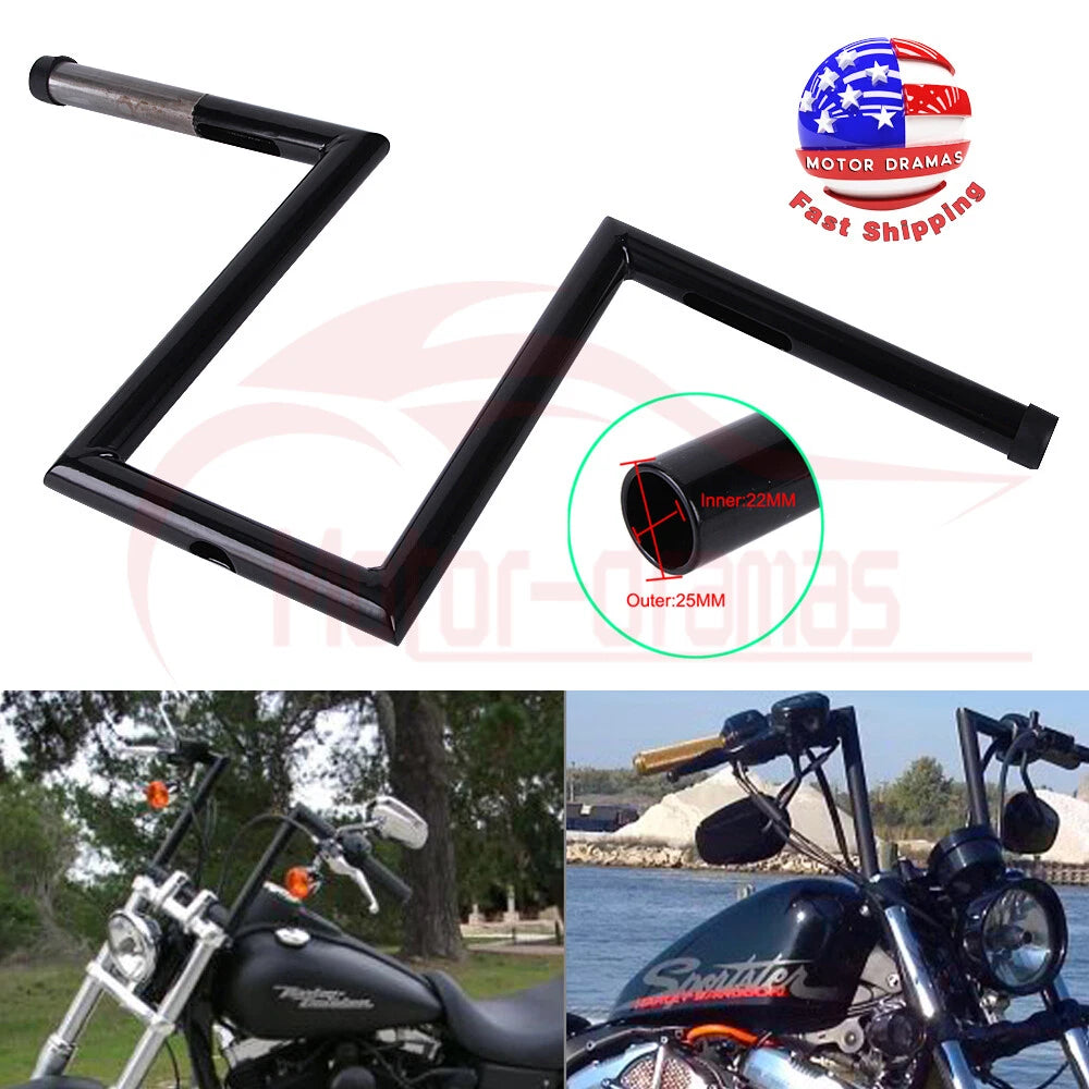1" Z Bars Drag Handlebar Fit For Harley Bobber Softail Dyna Sportster Motorcycle