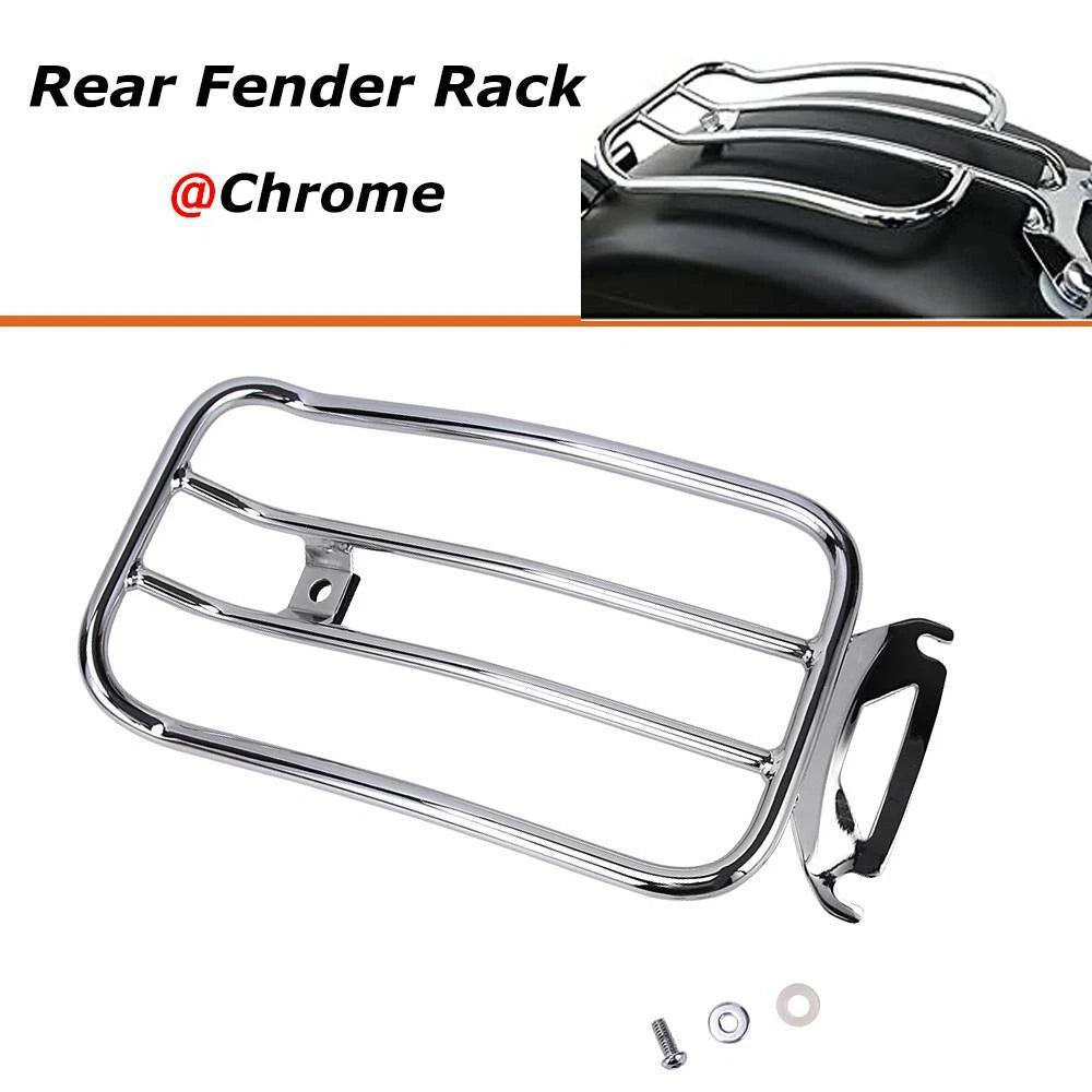 Chrome Solo Seat Luggage Rear Fender Rack For Harley Touring FLHT FLHR 1997-2015