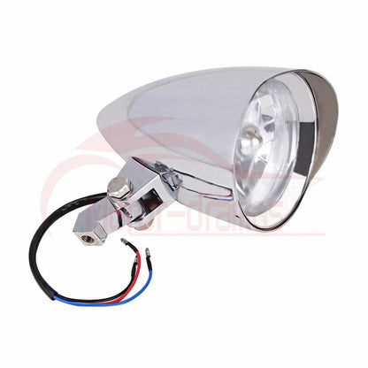 Chrome Bullet Tri Bar 4.5" Headlight For Harley Chopper Sportster Dyna Softail