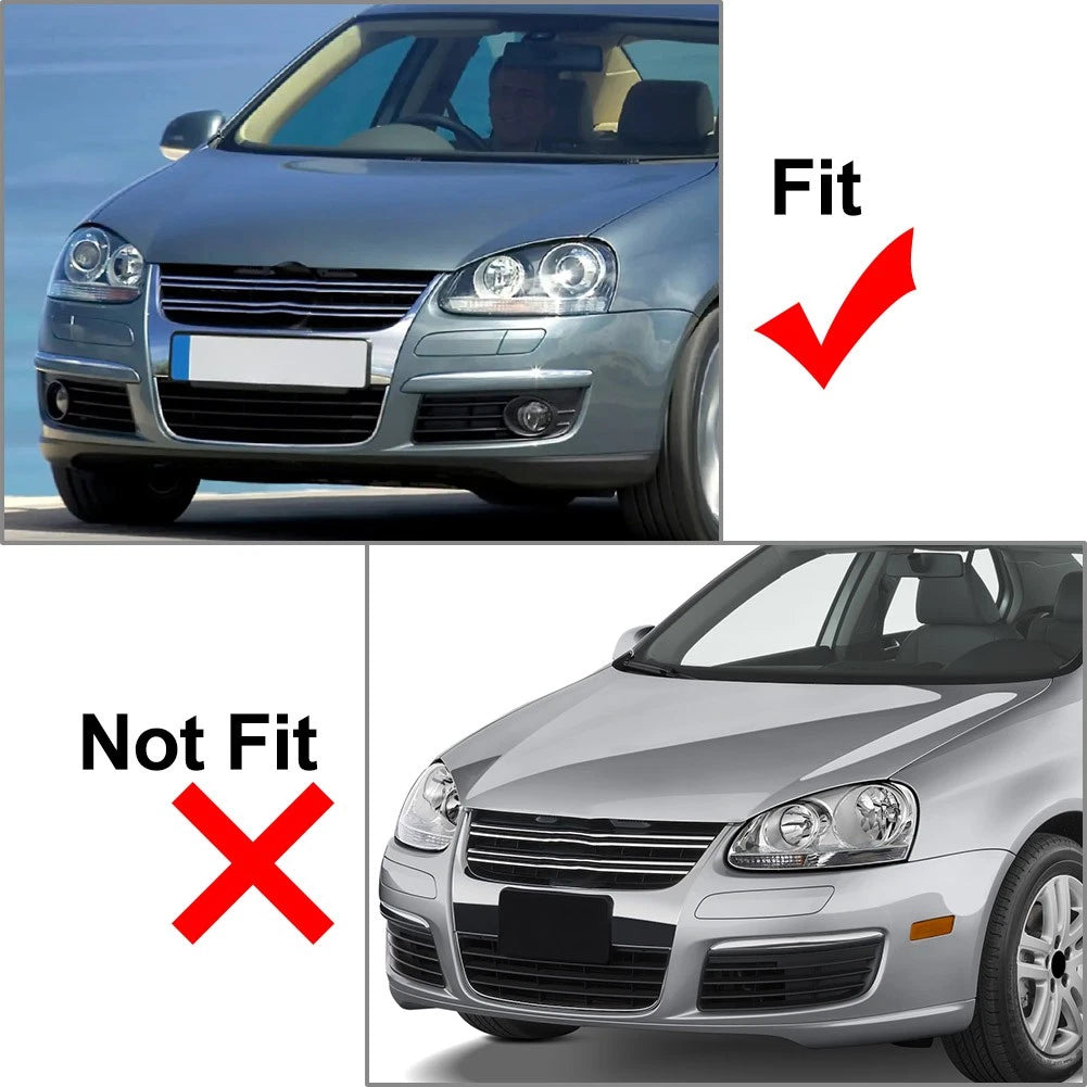 1x Left Front Bumper Fog Light Lamp Cover w/ Chrome Trim For VW Jetta 2006-2010